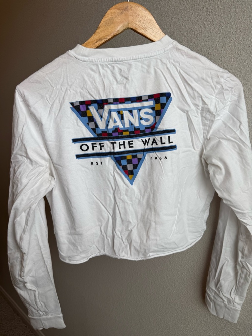 Vans Cropped White Long Sleeve Tee
